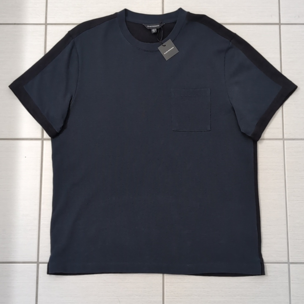 Club Monaco Color Block Navy/Black Tee